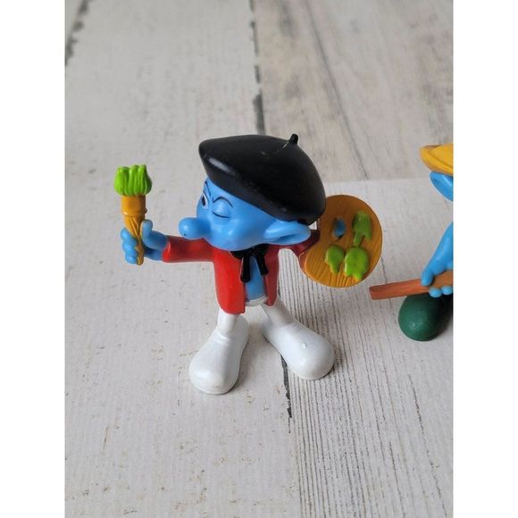 McDonald's 2013 Smurf vanity painter handy farmer toy figure set - Picture 6 of 9